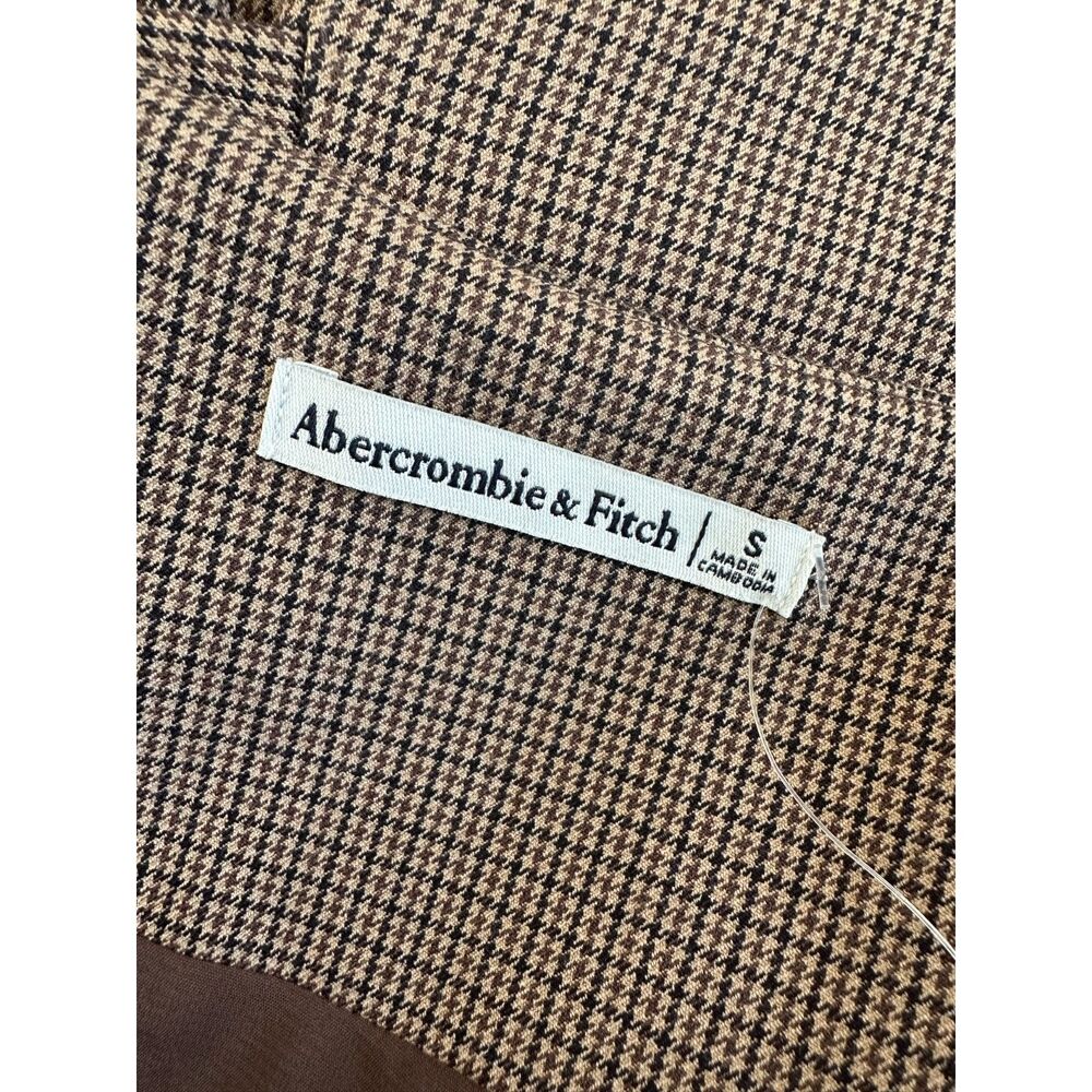 Abercrombie & Fitch Vest Houndstooth Waistcoat Brown Academia Plaid Button Up Sm - Picture 5 of 7